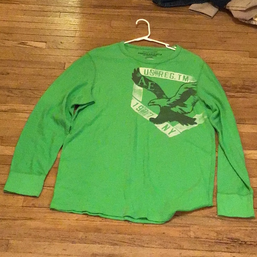 American Eagle Outfitters green long sleeve shirt.